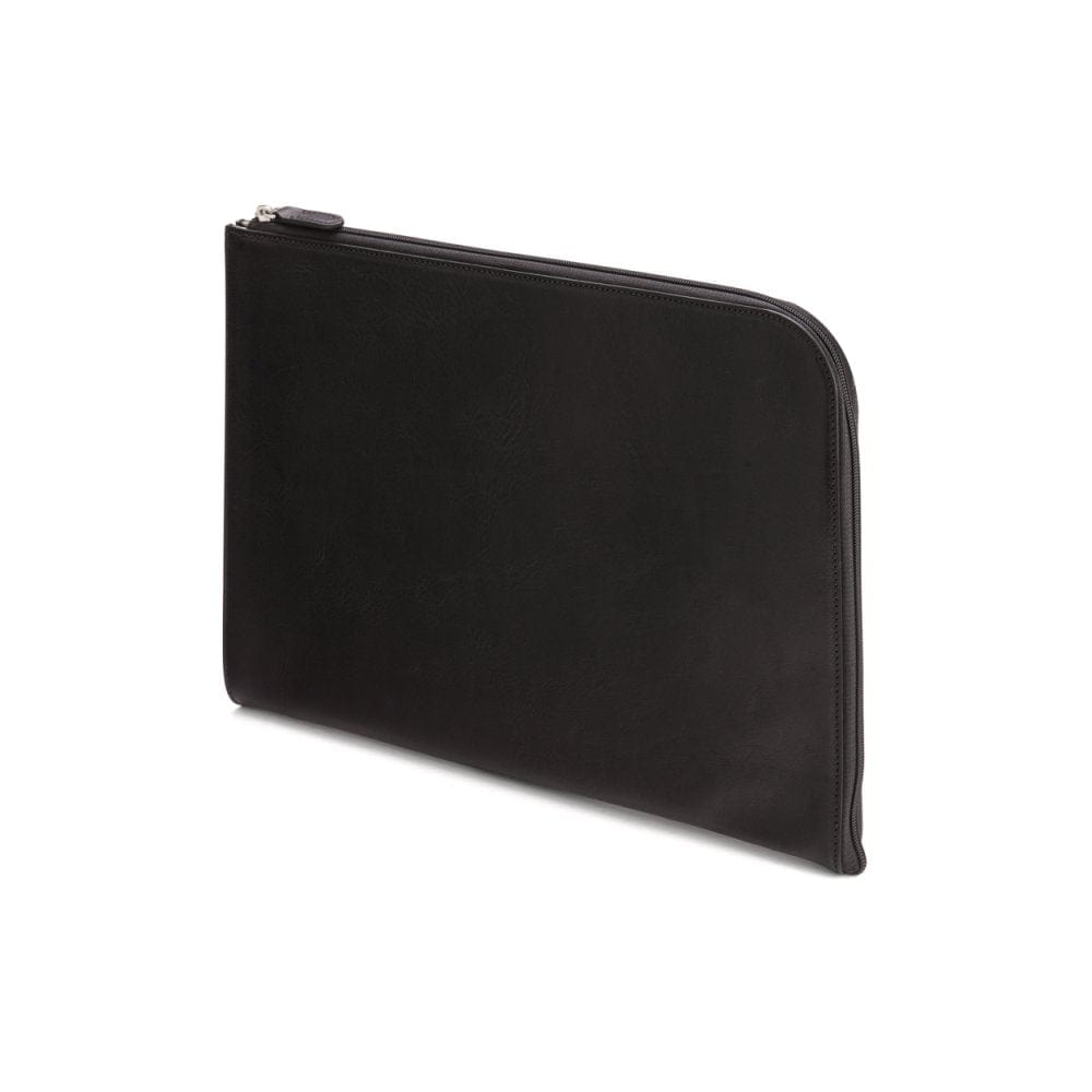 A4 zip around leather folder, black, side
