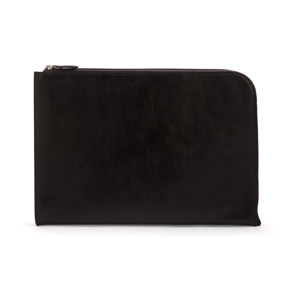 A4 zip around leather folder, black, front