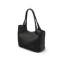 Woven leather shoulder bag, black, side view