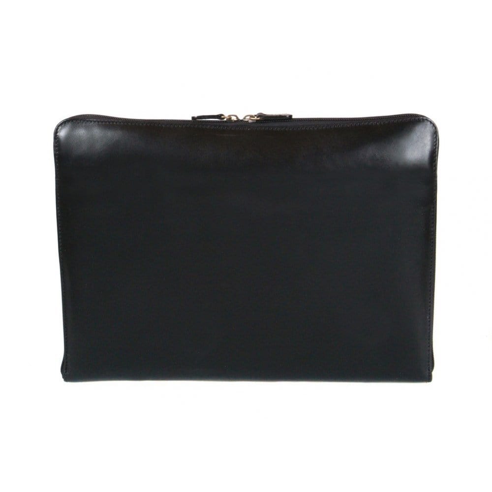 Leather A4 document case, black