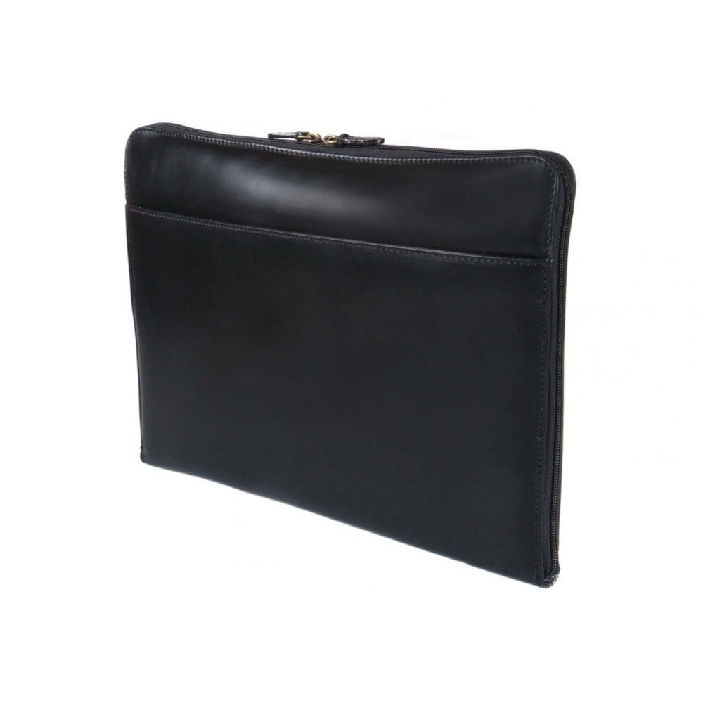 Leather A4 document case, black, front