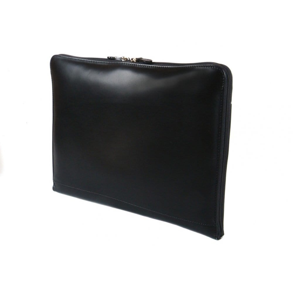 Leather A4 Zip Portfolio, Black | Document Cases | SageBrown