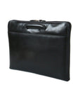 Leather A4 document case with retractable handles, black, side