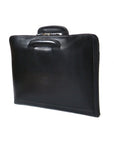 Leather A4 document case with retractable handles, black, front