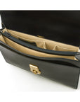 Bridle hide briefcase with brass lock, Harvard, black, inside