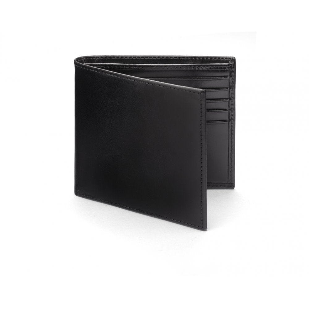 RFID wallet in black bridle leather, front view