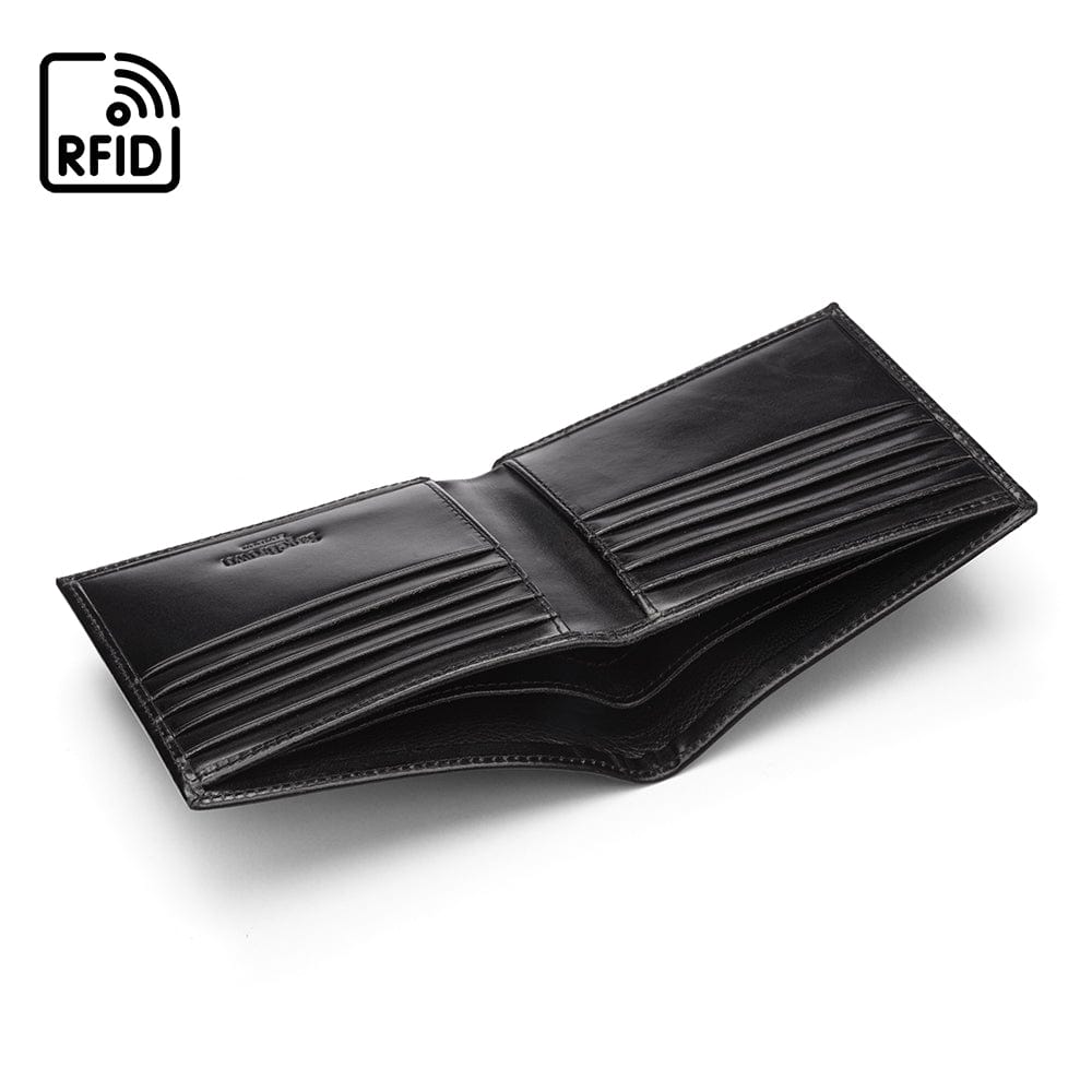 RFID wallet in black bridle leather, inside view