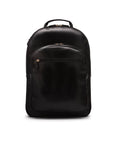 Men's leather 15" laptop backpack, black, front