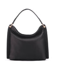 Carol Ann slouchy leather shoulder bag, black, front