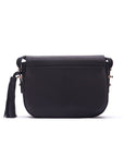 Leather saddle bag, black, back