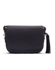 Leather saddle bag, black, front