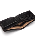 Leather wallet with coin purse, black, inside