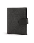 Compact leather billfold wallet with tab, black, front view