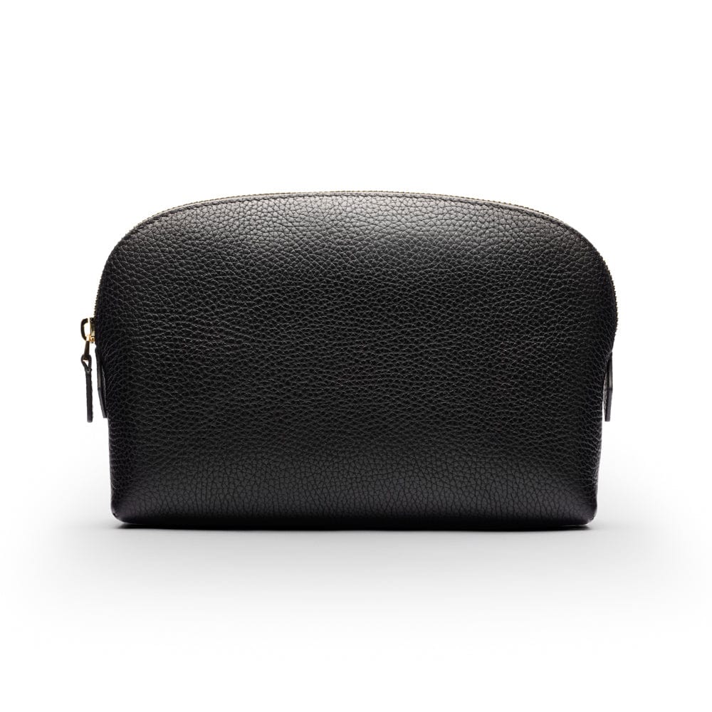Leather cosmetic bag, black, front