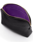 Leather cosmetic bag, black, inside