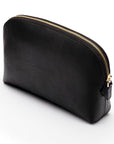 Leather cosmetic bag, black, side