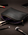 Leather cosmetic bag, black, lifestyle