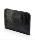 A4 zip around leather folder, black croc, side