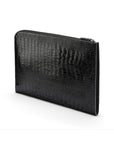 A4 zip around leather folder, black croc, back