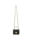 Small leather top handle bag, black croc