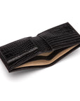 Leather wallet with coin purse, black croc, inside