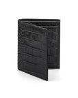 Leather wallet with coin purse, black croc, front