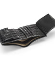 Leather wallet with coin purse, black croc, inside