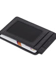 Flat leather ID card case, black croc , front view