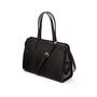 Ladies' leather 15" laptop handbag, black croc, with shoulder strap