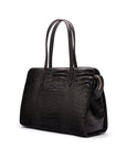 Ladies' leather 15" laptop handbag, black croc, back