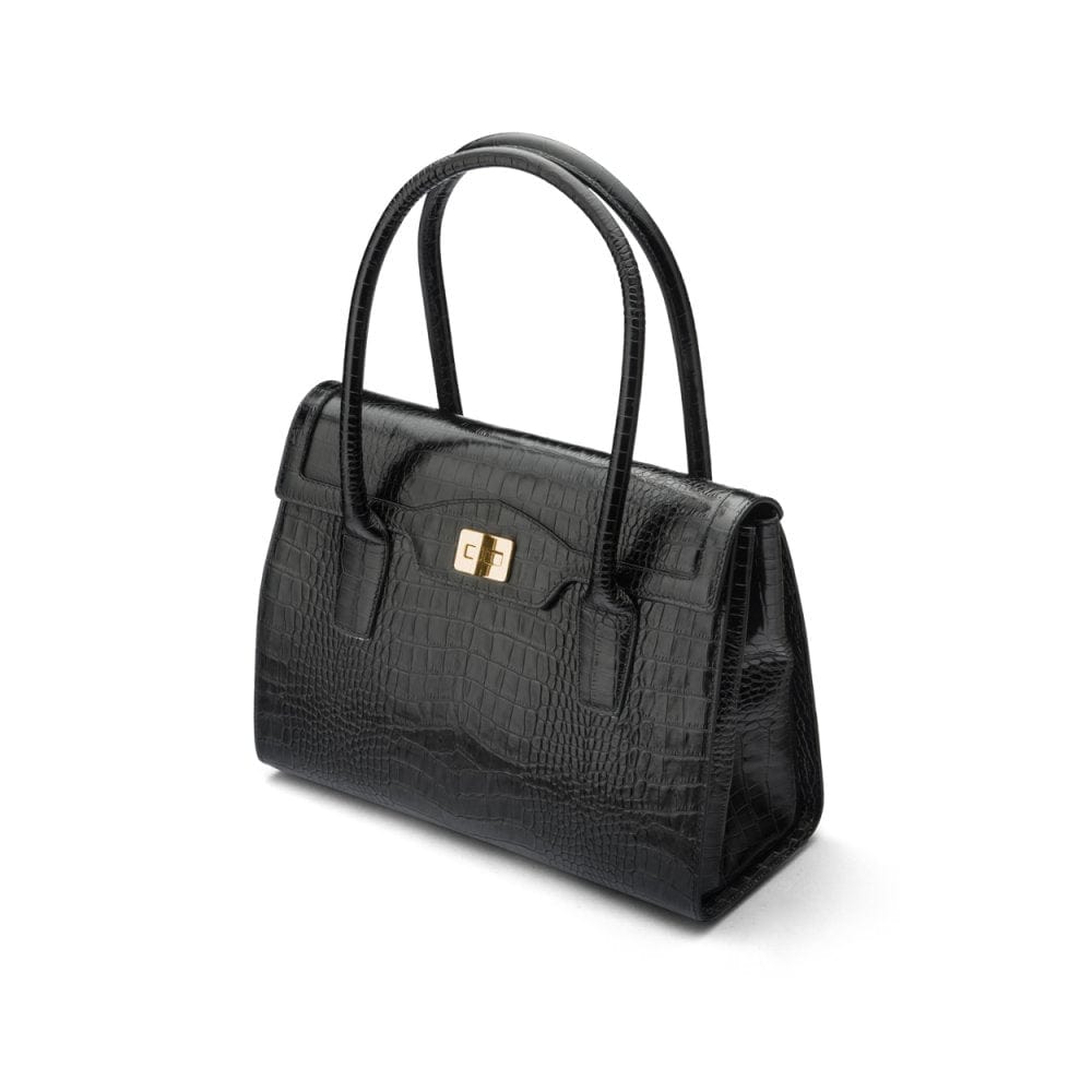 Black Large Leather Morgan Bag