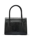 Large leather Morgan bag, black croc, back view