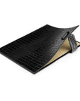 Leather document folder, black croc, inside