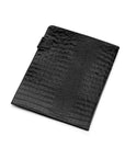 Leather document folder, black croc, back