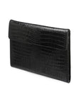 Leather envelope folder, black croc, front