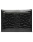 Leather envelope folder, black croc, back