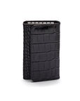 Key wallet with detachable key fob, black croc, front