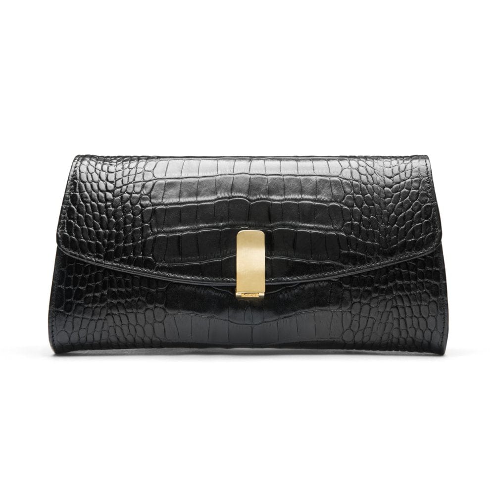 Black crocodile outlet clutch bag