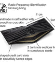 RFID leather wallet for men, black croc, features