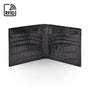 RFID leather wallet for men, black croc, open view