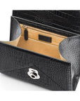 Leather top handle bag, Burnett bag, black croc, inside view