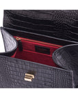 Leather signature Morgan bag, black croc, inside view