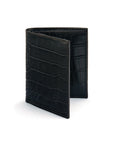 Leather wallet with 9 CC and ID, black croc, front