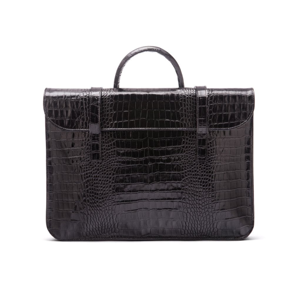 Leather Music Bag, Black Croc | Laptop Bag | SageBrown