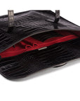 Leather music bag, black croc, inside view