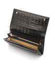 Leather Mayfair concertina purse, black croc, inside