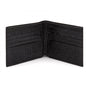 Men's leather billfold wallet, black croc, open