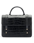 Mini top handle Harmony music bag, black croc, front view