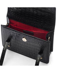 Mini top handle Harmony music bag, black croc, inside view