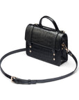 Mini top handle Harmony music bag, black croc, side view